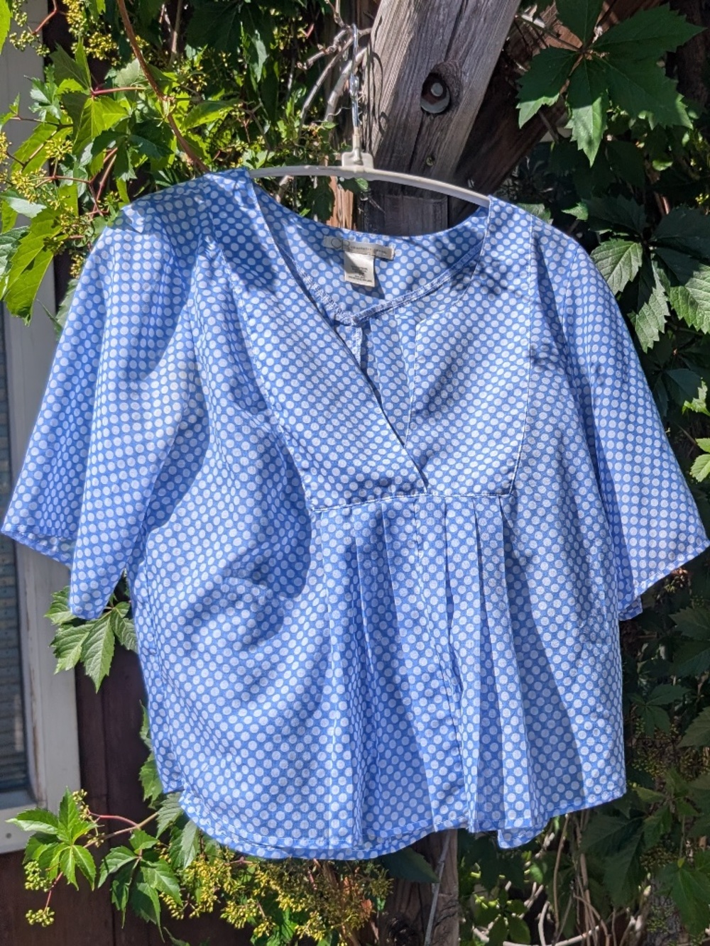 Cute Breezy n’ Boxy Blue n’White PolkaDot Tunic Tee